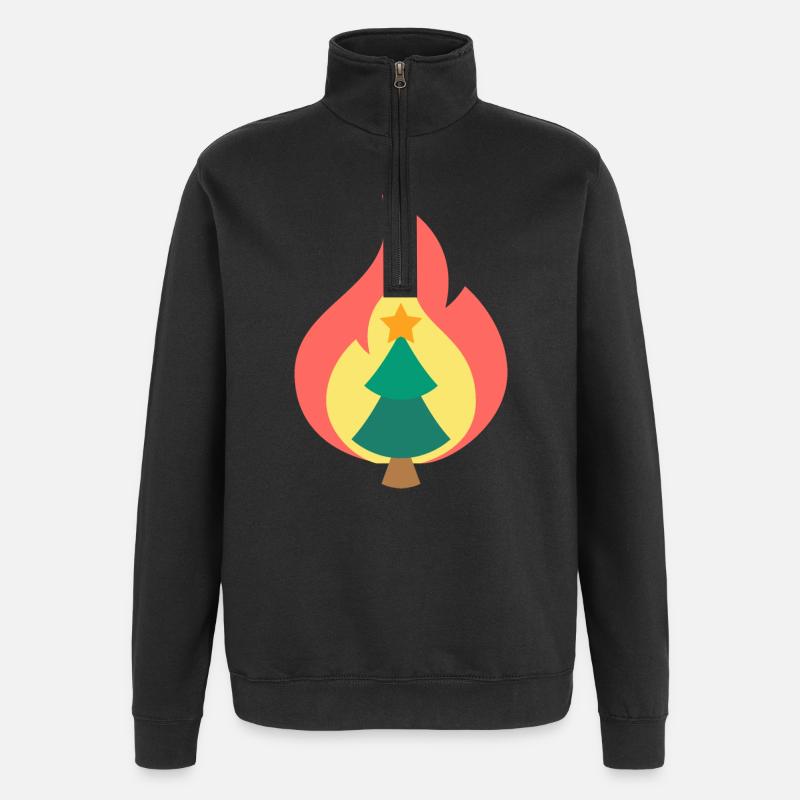 Christmas Tree Flame Minimal Design - Quarter-Zip Sweatshirt - black