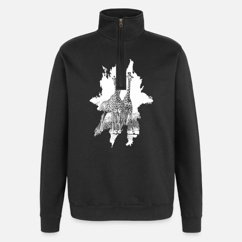 Giraffen der Savanne - Quarter-Zip-Sweatshirt - Schwarz