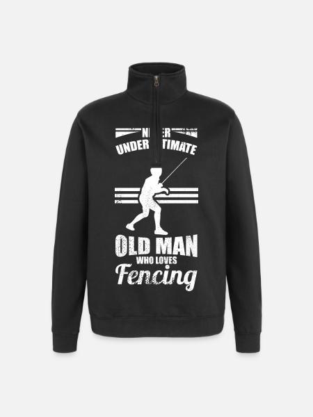 Fencing Grandfather - Quarter-Zip Sweatshirt - black