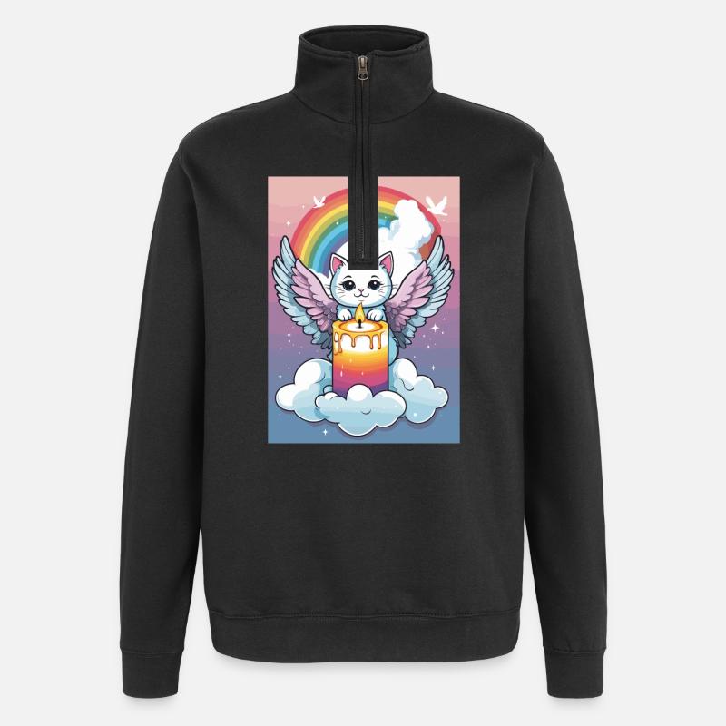 Ange chat mignon - Sweat à zip 1/4 - noir