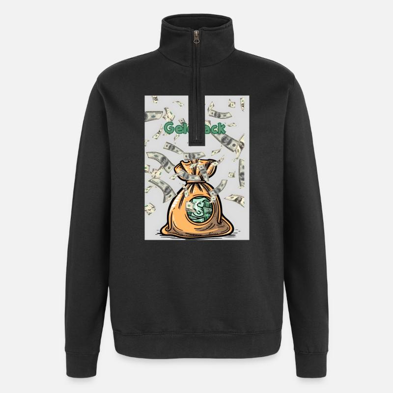 Geldsack Geldregen - Quarter-Zip-Sweatshirt - Schwarz