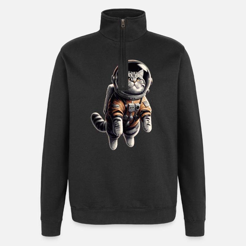 Astronaut BKH getigert Geschenk - Quarter-Zip-Sweatshirt - Schwarz