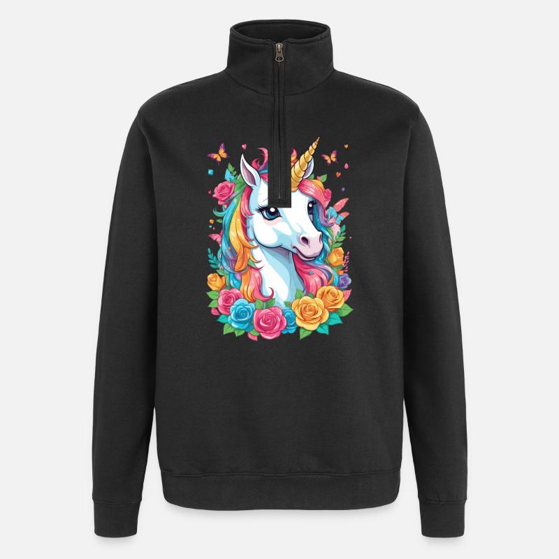 Süßes Einhorn - Quarter-Zip-Sweatshirt - Schwarz