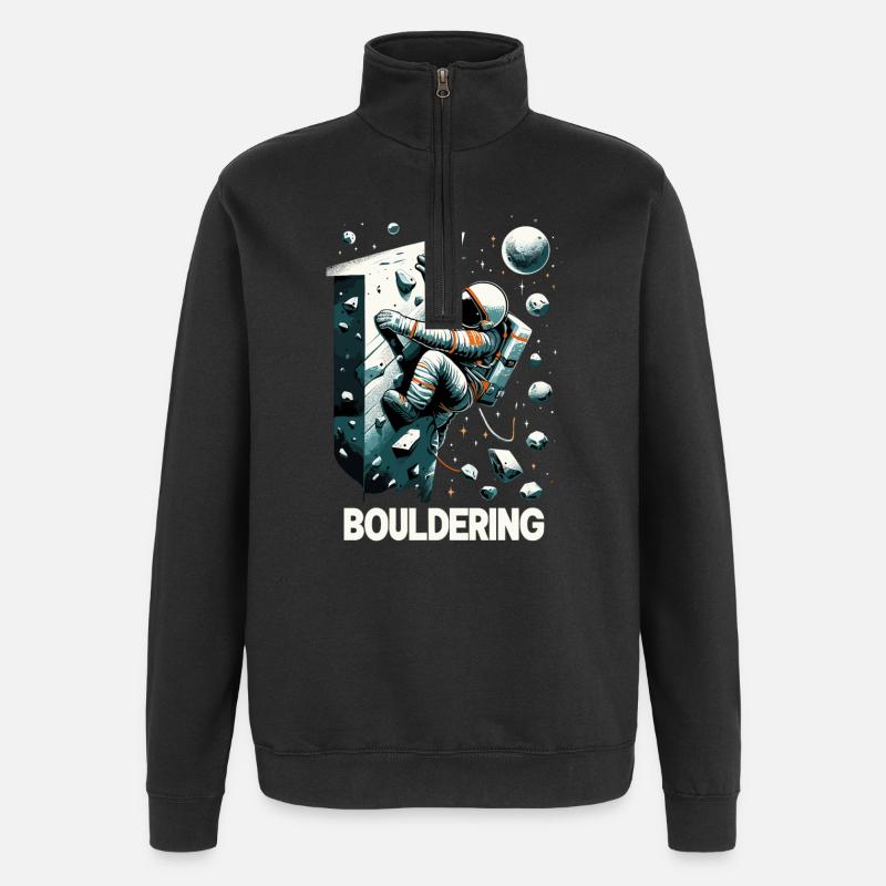 Bouldern Astronaut Raumfahrer Geschenk - Quarter-Zip-Sweatshirt - Schwarz