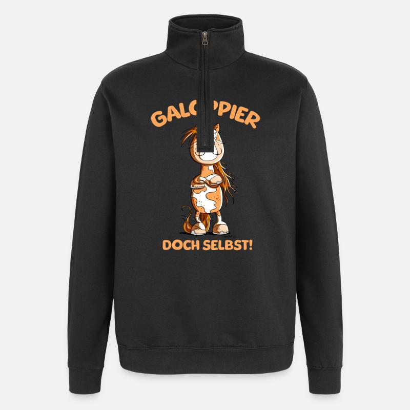 Dicton galop à cheval - Sweat à zip 1/4 - noir