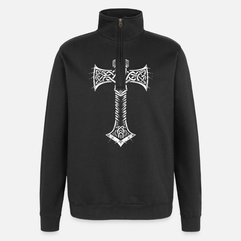 Mjöllnir symbole viking - Sweat à zip 1/4 - noir