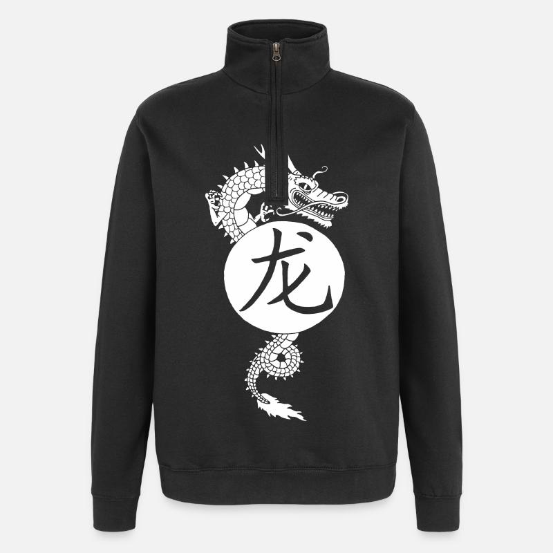 White Dragon from China - Quarter-Zip Sweatshirt - black