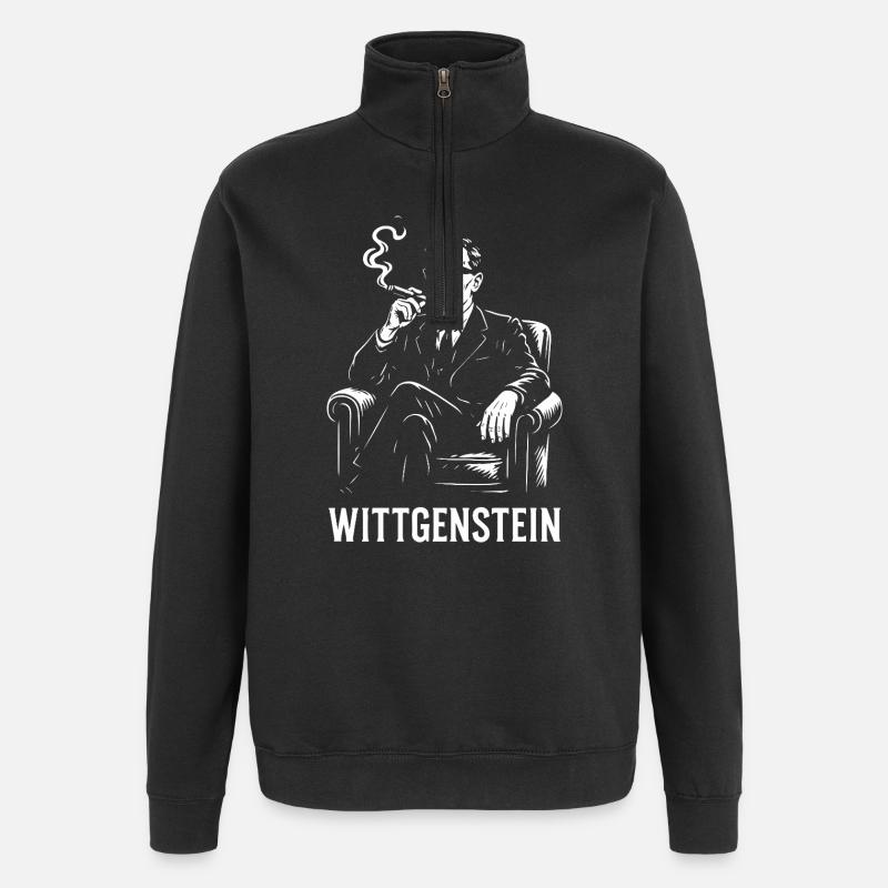 Wittgenstein philosopher Silhouette Smoking - Quarter-Zip Sweatshirt - black