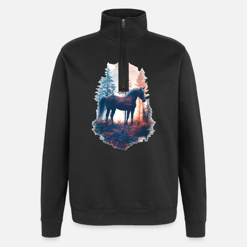 Cheval - Sweat à zip 1/4 - noir