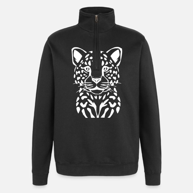 T-shirt léopard idée cadeau - Sweat à zip 1/4 - noir