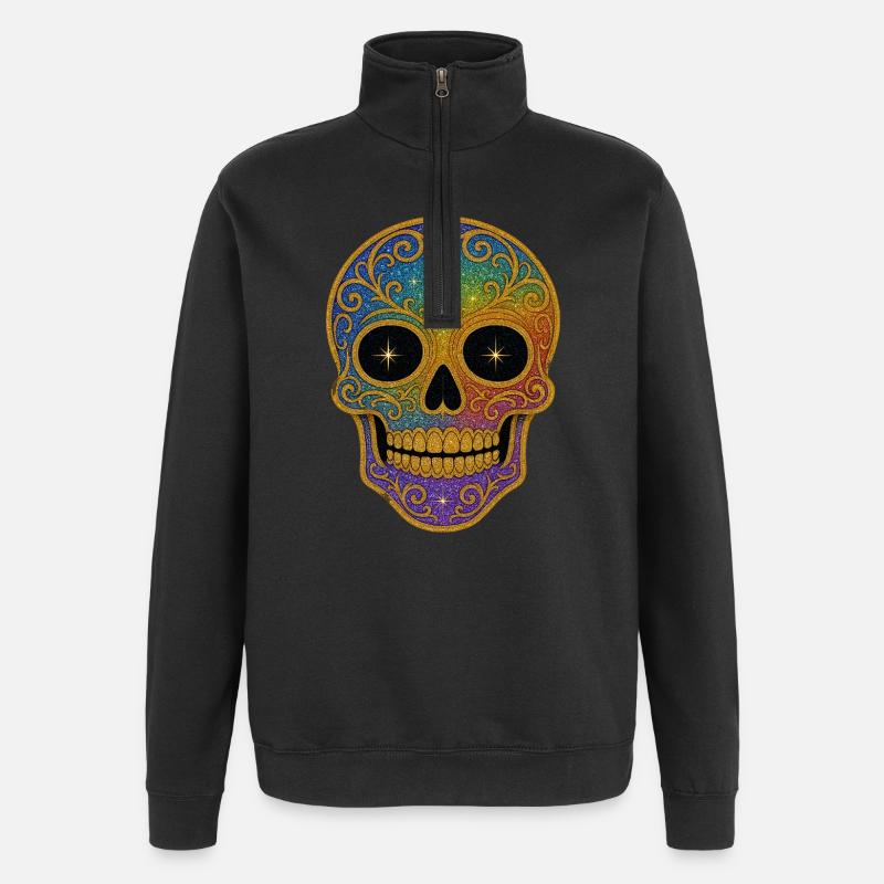 Rainbow Skull Design - Quarter-Zip Sweatshirt - black