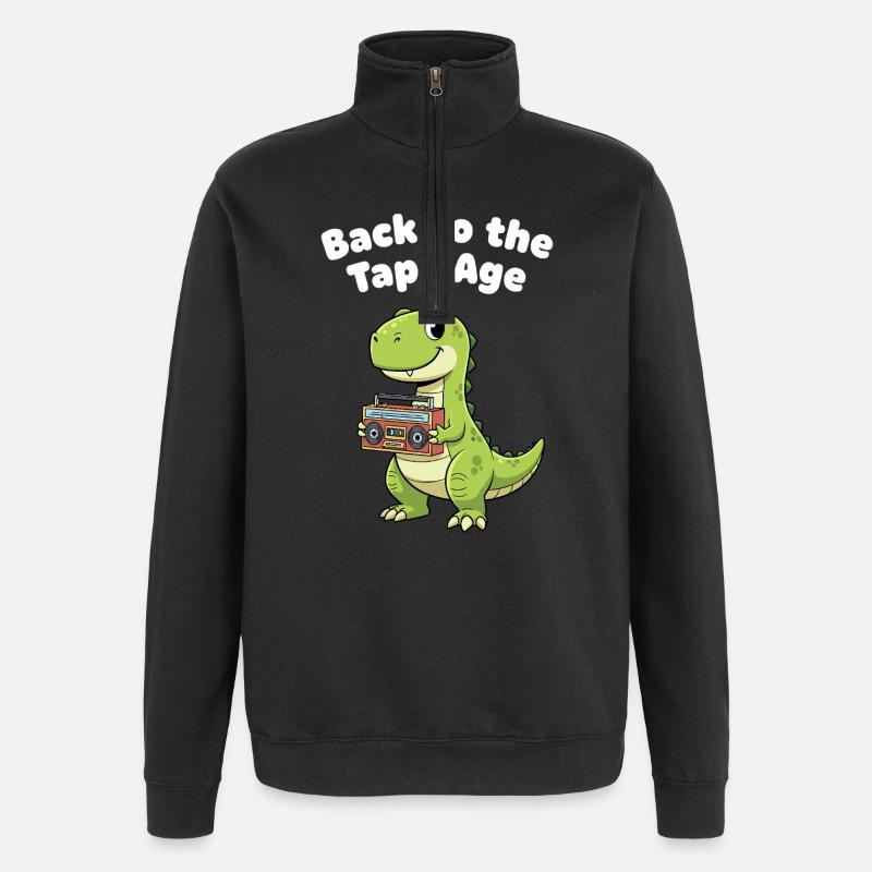 Dino Retro Tape Ära - Quarter-Zip-Sweatshirt - Schwarz