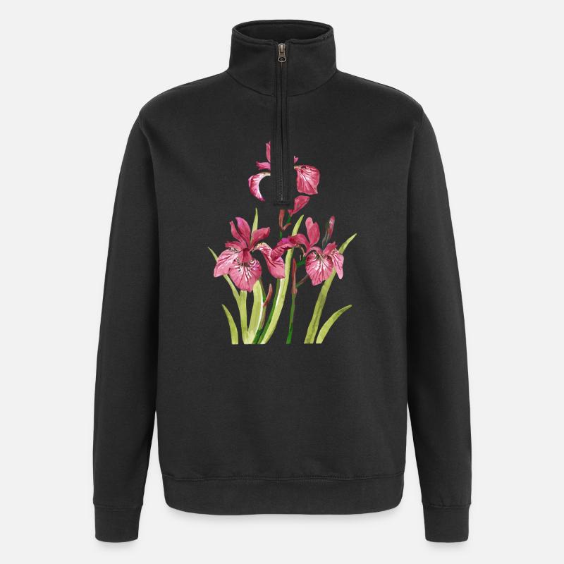 Blumen - Quarter-Zip-Sweatshirt - Schwarz