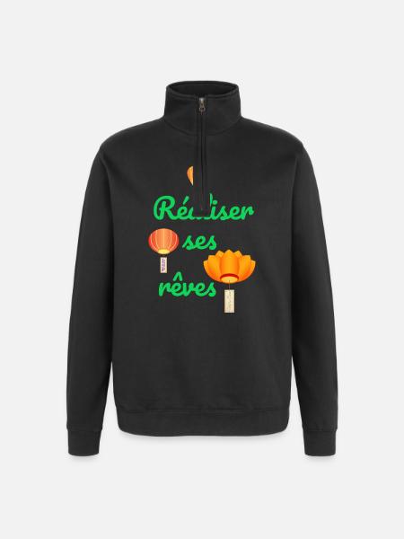 Réaliser ses rêves - Sweat à zip 1/4 - noir