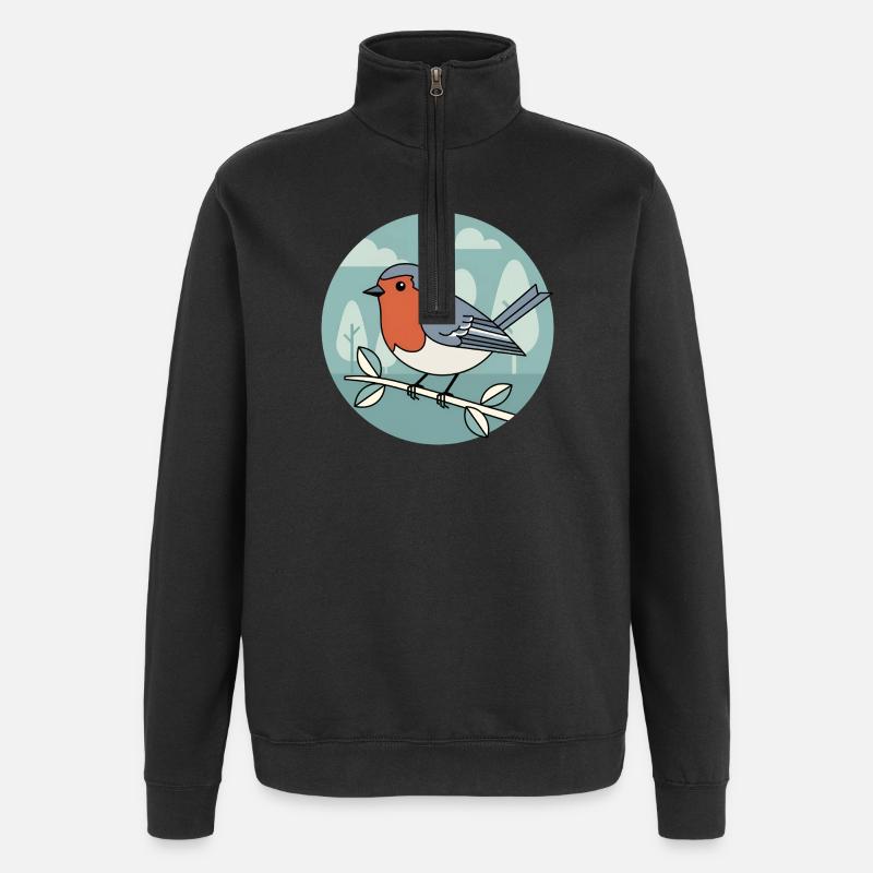 Rotkehlchen - Quarter-Zip-Sweatshirt - Schwarz