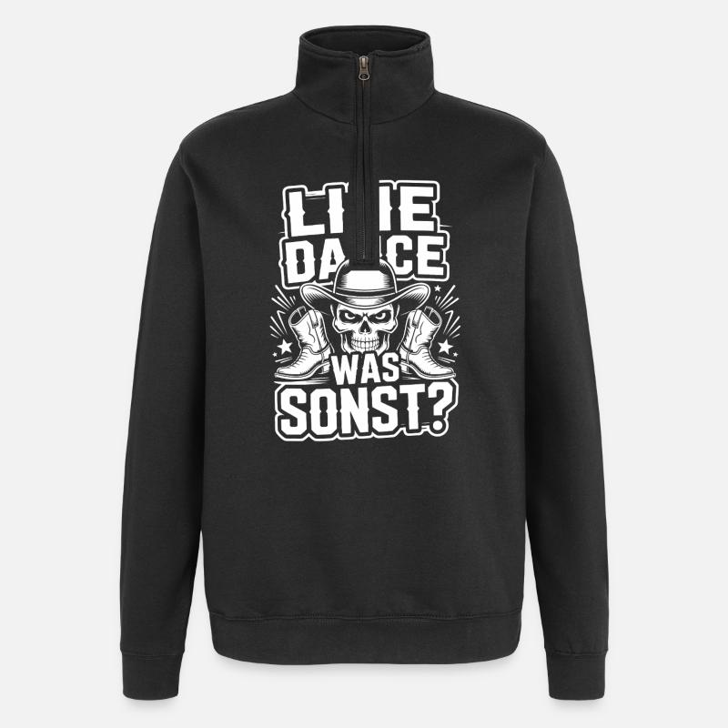 Line Dance Skull Cowboy - Quarter-Zip Sweatshirt - black