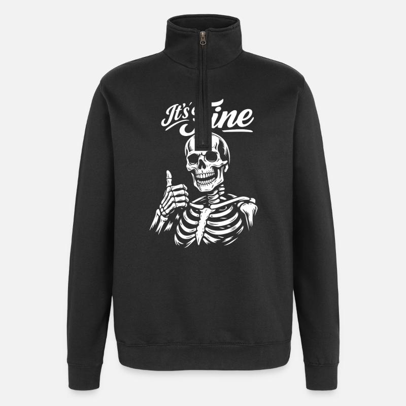 Son Squelette Parfait Pouce Levé - Sweat à zip 1/4 - noir