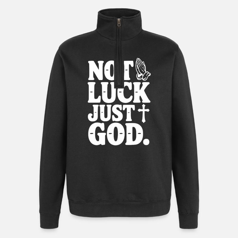 Nicht Glück, nur Gott - Quarter-Zip-Sweatshirt - Schwarz