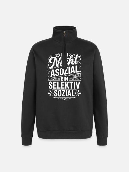 Sélectivement social – Pas antisocial - Sweat à zip 1/4 - noir