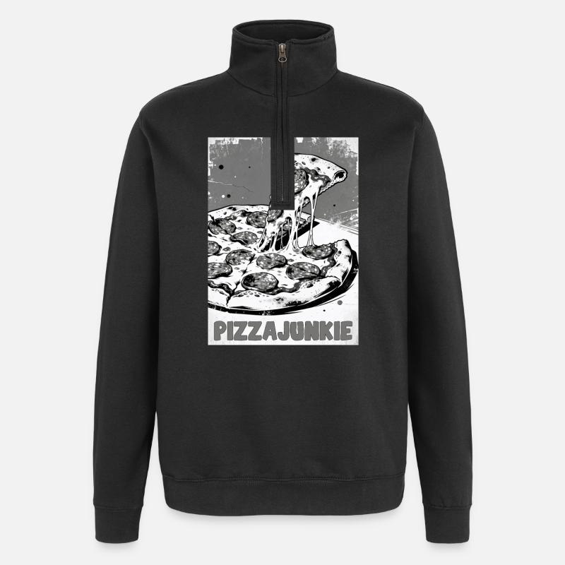 Graphique de tranche de Pizza Junkie - Sweat à zip 1/4 - noir