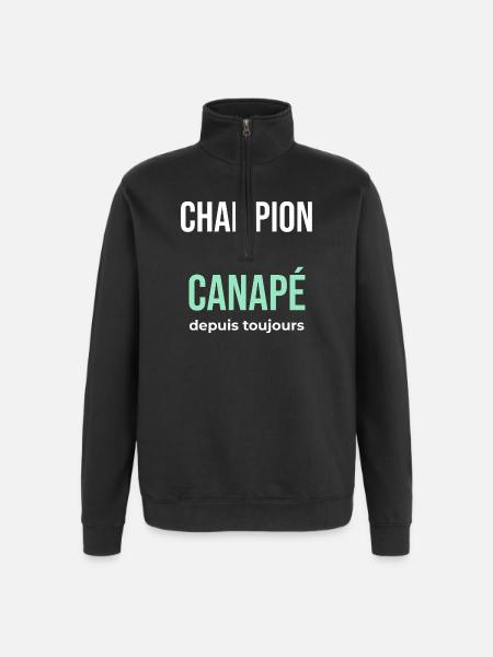 Canapé Champion — Flemme Assumée - Sweat à zip 1/4 - noir