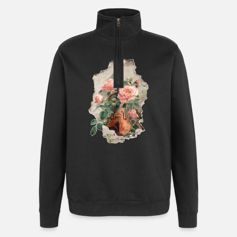 Geige Violine - Quarter-Zip-Sweatshirt - Schwarz