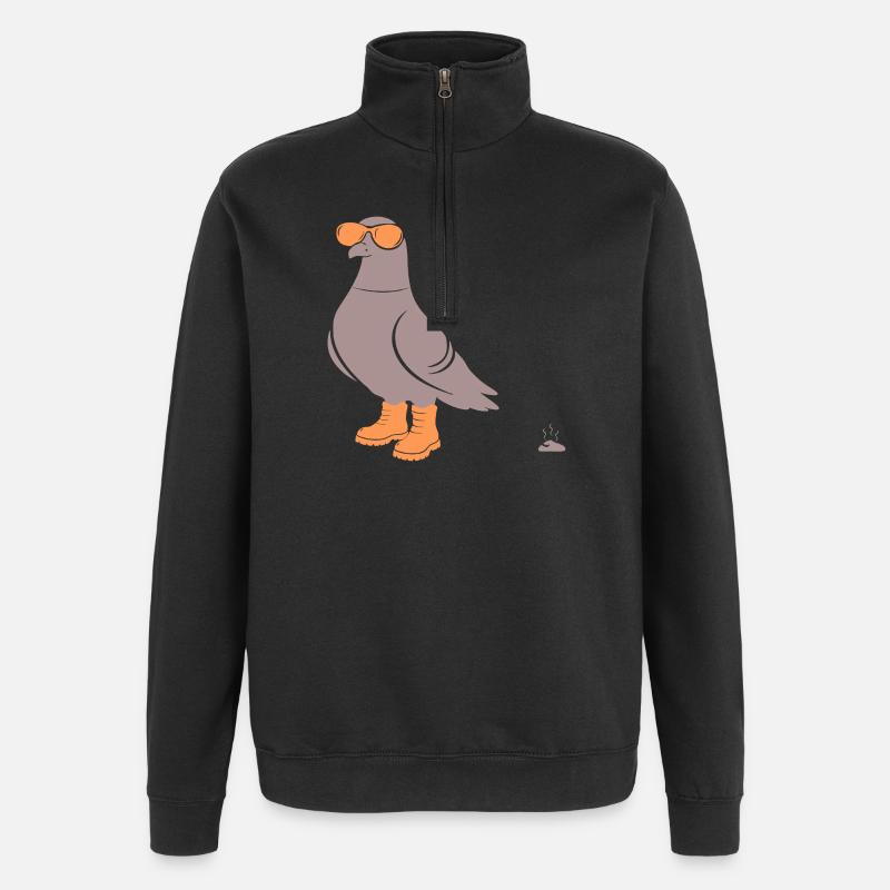 Pigeon Orange - Quarter-Zip Sweatshirt - black