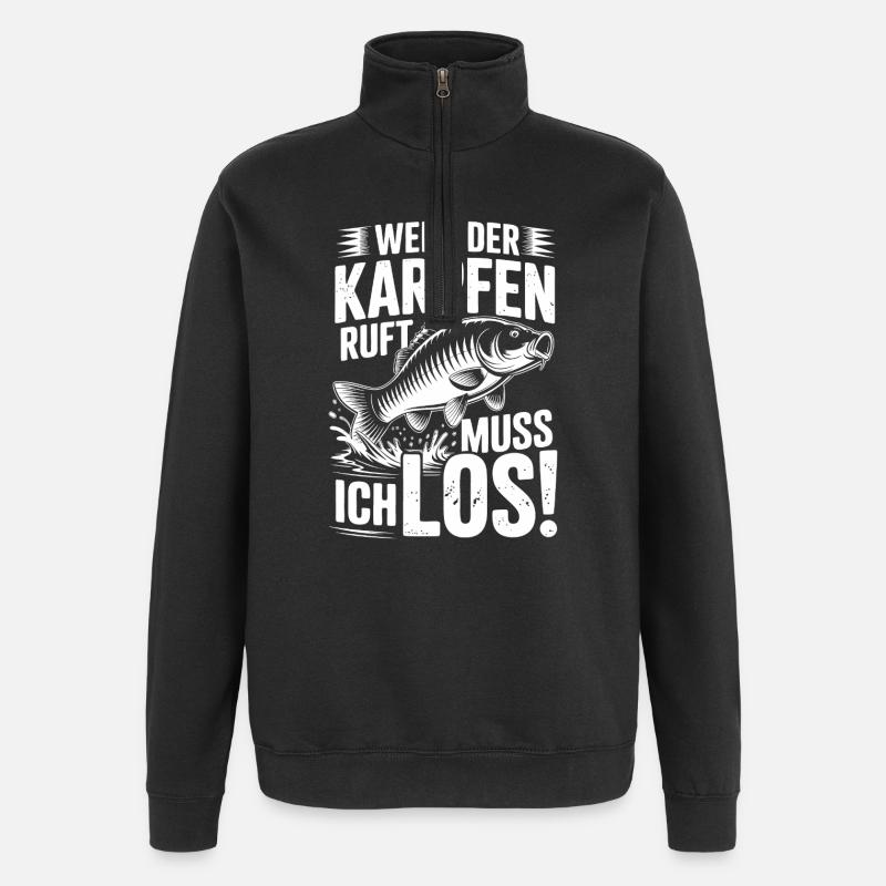 Wenn der Karpfen ruft - Quarter-Zip-Sweatshirt - Schwarz