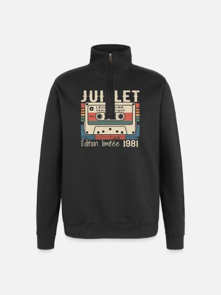 July 1981 Birthday Gift July 1981 - Quarter-Zip Sweatshirt - black