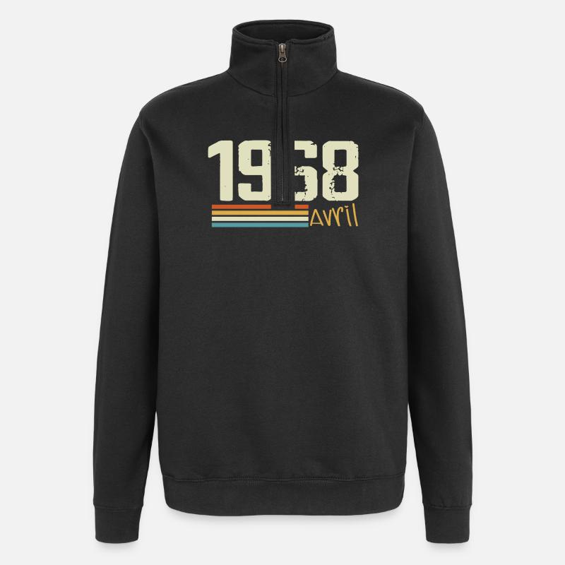 Né en avril 1968 - Sweat à zip 1/4 - noir