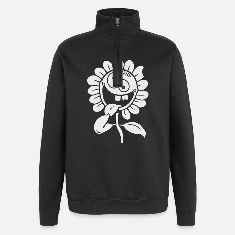 crazy flower negative 1c - Quarter-Zip-Sweatshirt - Schwarz