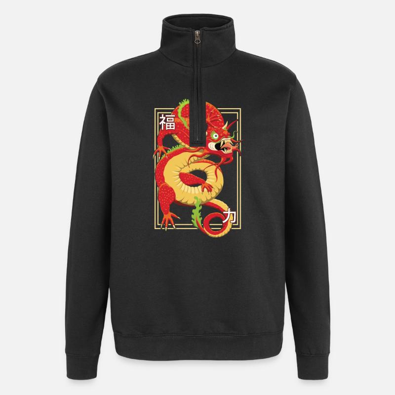 Dragon Chinois - Sweat à zip 1/4 - noir