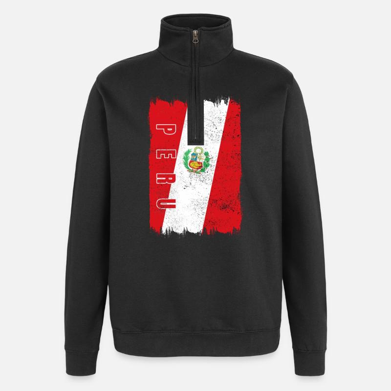 Peru Flag - Quarter-Zip Sweatshirt - black