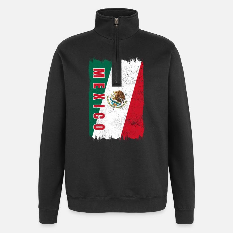 Mexico flag - Quarter-Zip Sweatshirt - black