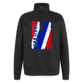drapeau de la Thaïlande - Sweat à zip 1/4 - noir - Devant - AI Model Female 172 light (172cm) & AI Model Male 178 dark (178cm)