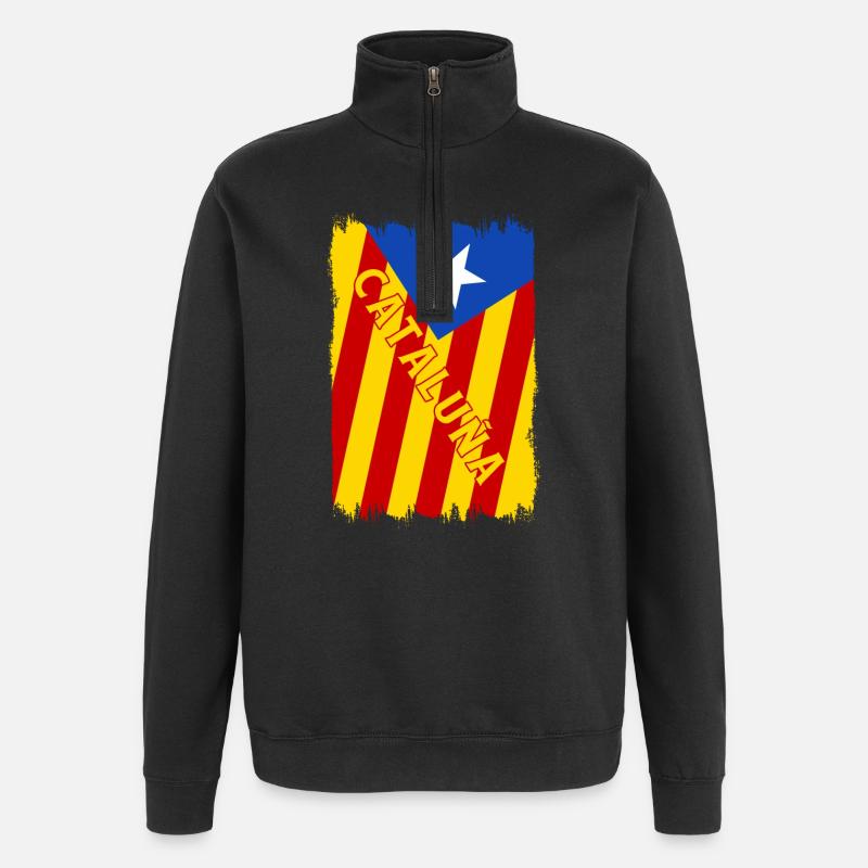 Katalonien Flaggen Design - Quarter-Zip-Sweatshirt - Schwarz