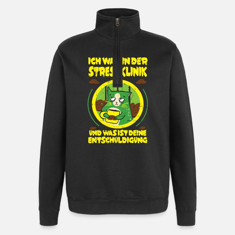 Kaffee Stress Klinik - Quarter-Zip-Sweatshirt - Schwarz