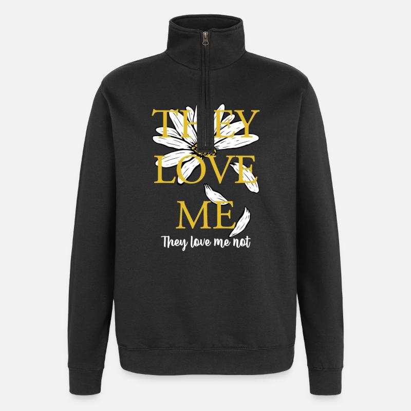 Ils m’aiment, pas Daisy - Sweat à zip 1/4 - noir