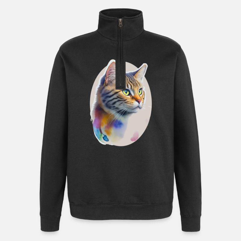 Chat - Sweat à zip 1/4 - noir
