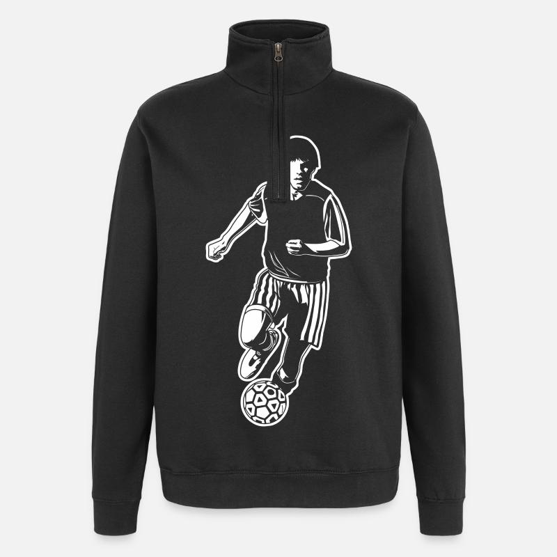 Soccer Player Drawing - Quarter-Zip Sweatshirt - black