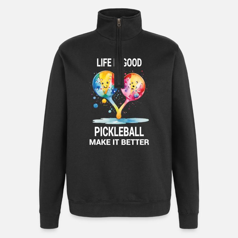Le pickleball est ma thérapie - Sweat à zip 1/4 - noir