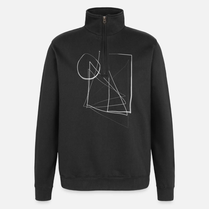 Abstraktes Design: Distortion - Quarter-Zip-Sweatshirt - Schwarz