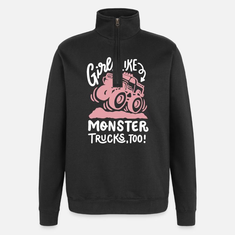 Monstertruck für Mädchen - Quarter-Zip-Sweatshirt - Schwarz