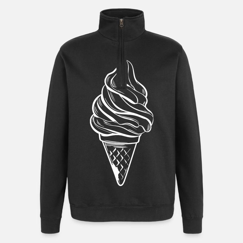 Eiscreme Tüte Zeichnung - Quarter-Zip-Sweatshirt - Schwarz