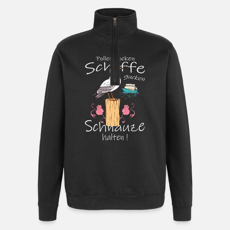 Lustige Möwe - Quarter-Zip-Sweatshirt - Schwarz