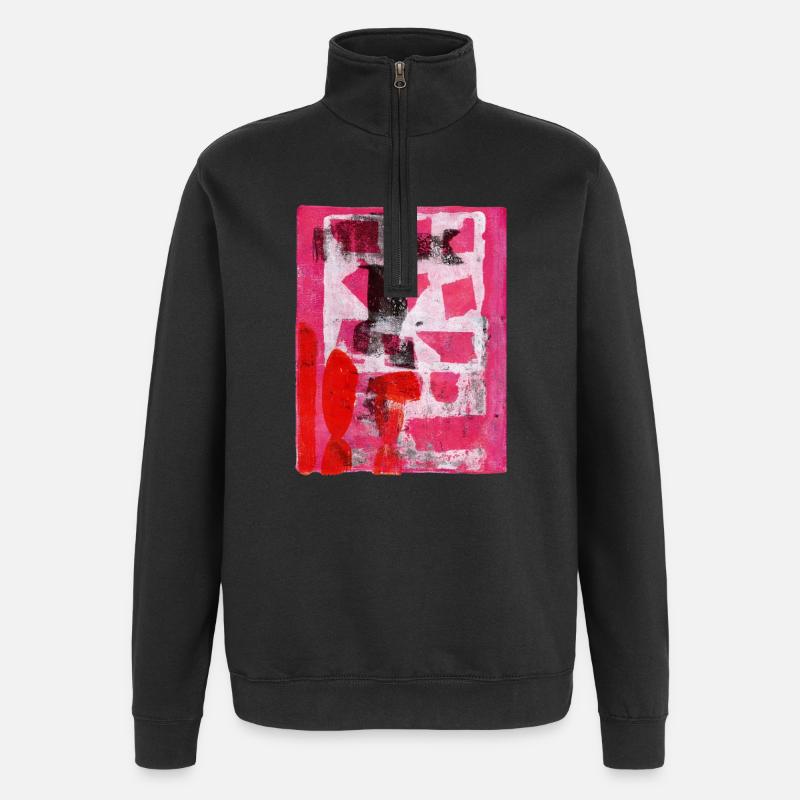 Abstrait Monoprint Street Art Impression Expressionnisme - Sweat à zip 1/4 - noir
