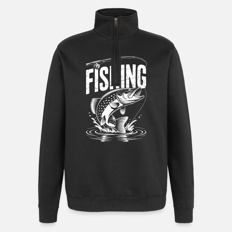 Fischen Hecht Spike Angeln - Quarter-Zip-Sweatshirt - Schwarz