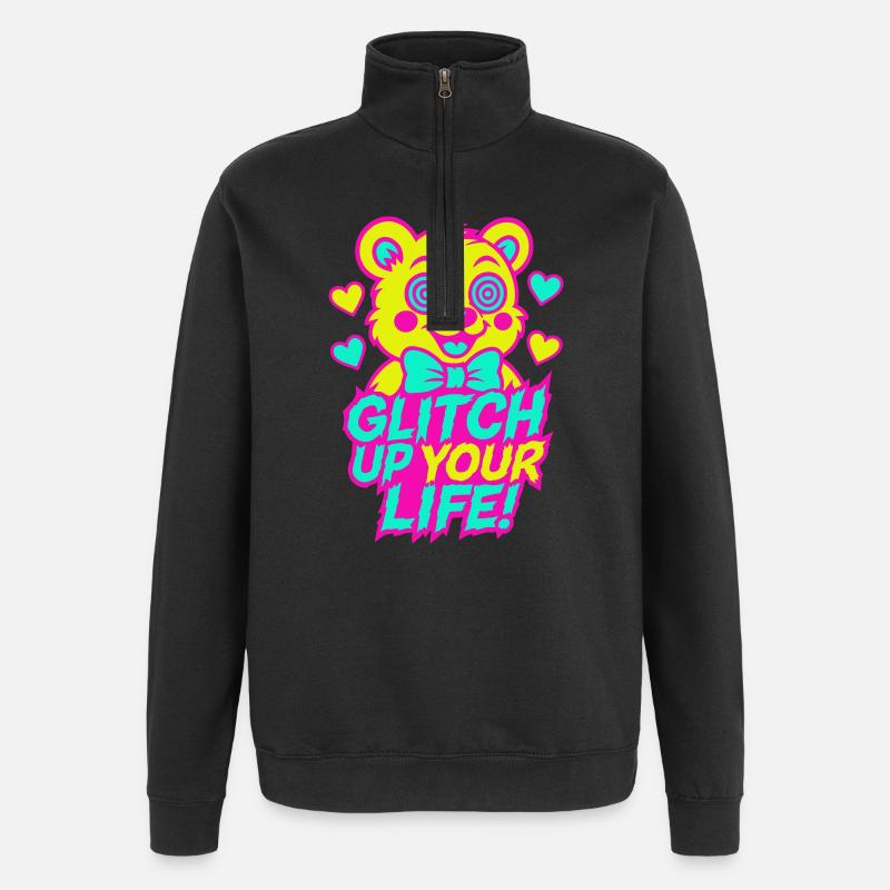 Glitch Up your Life! Motif 2 - Quarter-Zip Sweatshirt - black