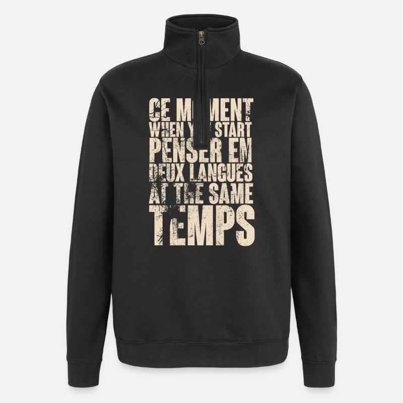 Inspiration durch zweisprachiges Denken - Quarter-Zip-Sweatshirt - Schwarz