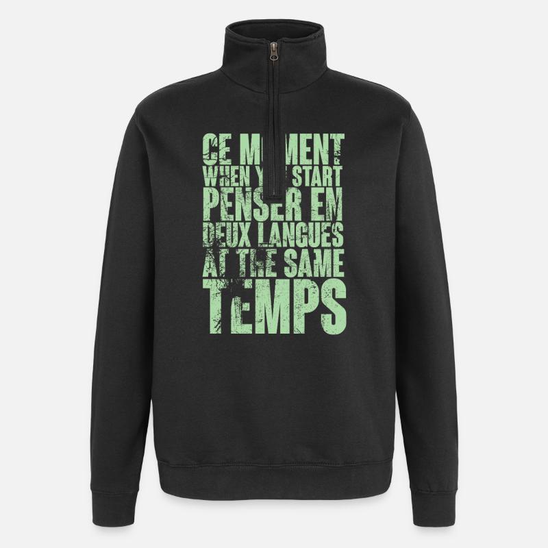 COOL SAYING FOR MULTILINGUALS, INTERNATIONAL - Quarter-Zip Sweatshirt - black